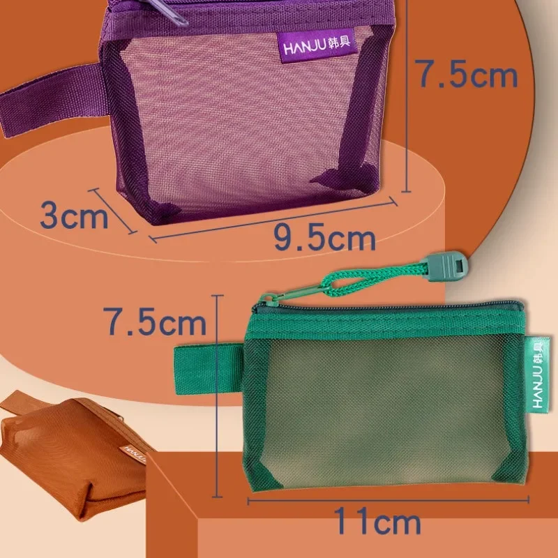 Transparent Mesh Zipper Coin Purse For Women ID Bank Card Organizer Pouch Small Girl Key Earphone Data Cable Charger Storage Bag