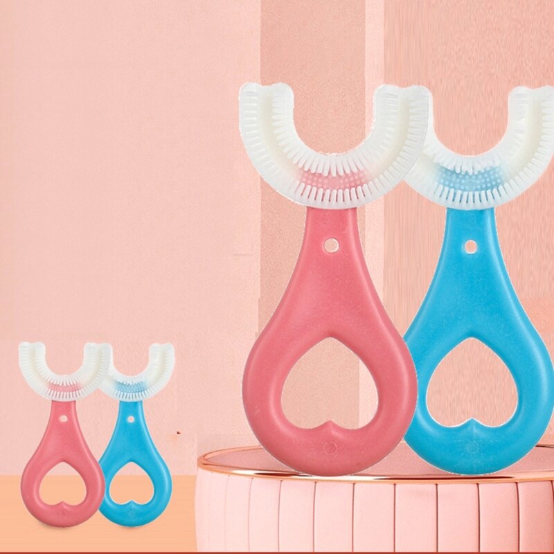 Spazzolini da denti per bambini a forma di U a forma di U per artefatto manuale in Silicone da 9cm