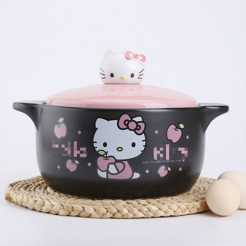 1.6L Pink Cartoon Ceramic Casserole Saucepan High temperature resistance Soup Porridge pot Spodumene Slow cooker 23.5x10cm
