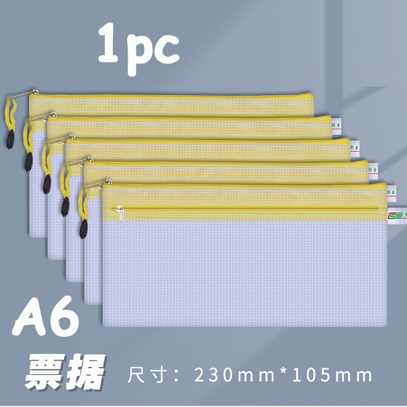 Double Zipper Plastic Folder File Envelope A4 A5 A6 B5 Poly Stationery Storage Waterproof PVC Organizer Bag: A6 Clear