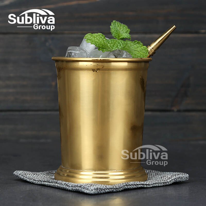 Mint julep krus cocktail krus i rustfrit stål blandede drinks krus martini mojito drink bar fest øl krus: Forgyldt