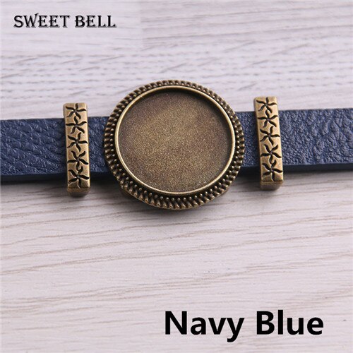 5pc PU Bracelets Bangles Base Setting Cuff Blank Trays Brazel fit 18mm Glass Cameo Dome Cabochon DIY Jewelry Findings D6442: Navy Blue 1
