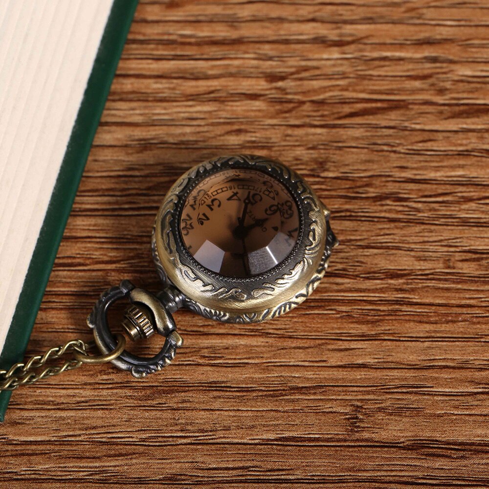 6046Retro brown open cover small pocket watch glass pocket watch ladies men's children's accessories
