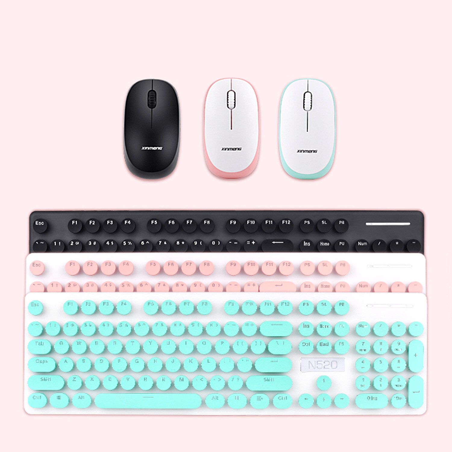 Ääninen retro kirjoituskone tyyli langaton 104 näppäintä näppäimistö näppäimistö näppäimistö söpö hiiri pc pöytätietokone kannettava kotitoimisto