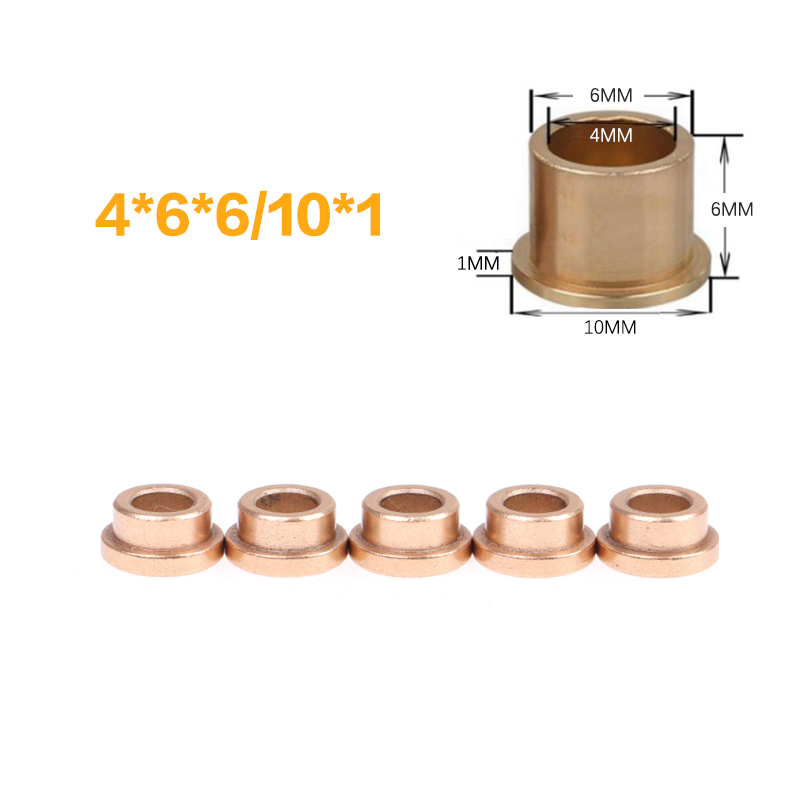 5 Stuks Flanger Zelfsmerende Lager Poedermetallurgie Olie Koperen Bus Gids Mouw Met Getrapte Flens Hardware: green