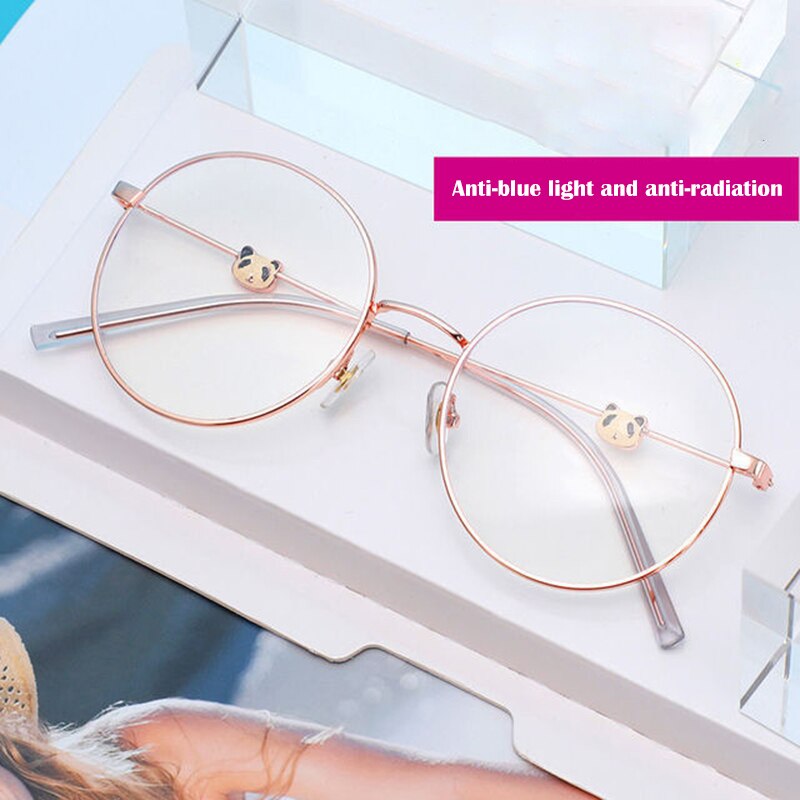 Gafas con forma de oso Panda 3D para mujer, gafas antiradiación con luz azul, redondas, a la , B5