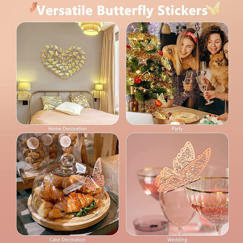 Autocollants muraux papillons en cristal effet 3D, 12 pièces/lot, beaux autocollants muraux pour chambre d'enfants, décoration de la maison