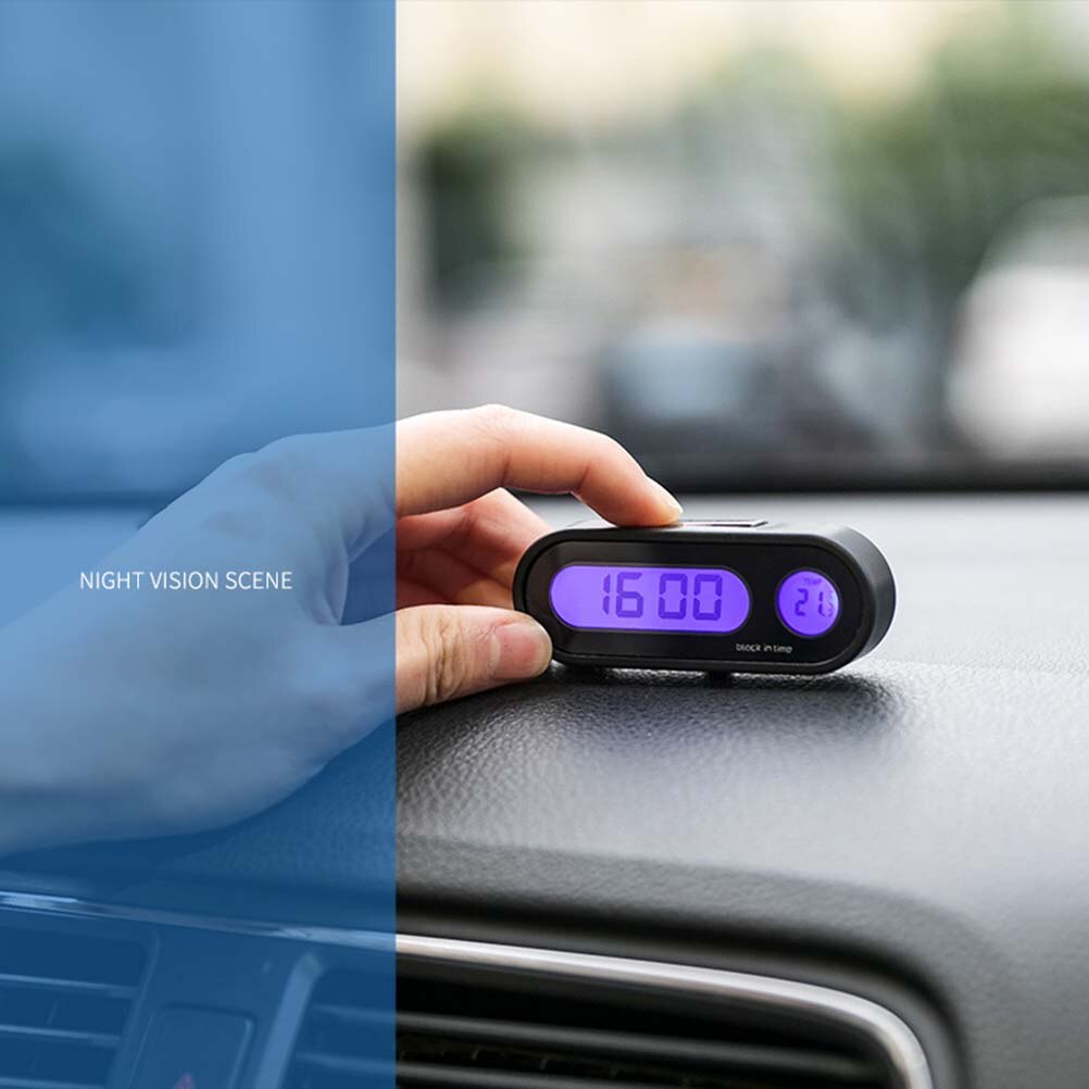 Mini 2 In 1Multi-Functional Auto Digitale Klok Thermometer Automotive Hygrometer Decoratie Ornament Klok In Auto Auto-Styling