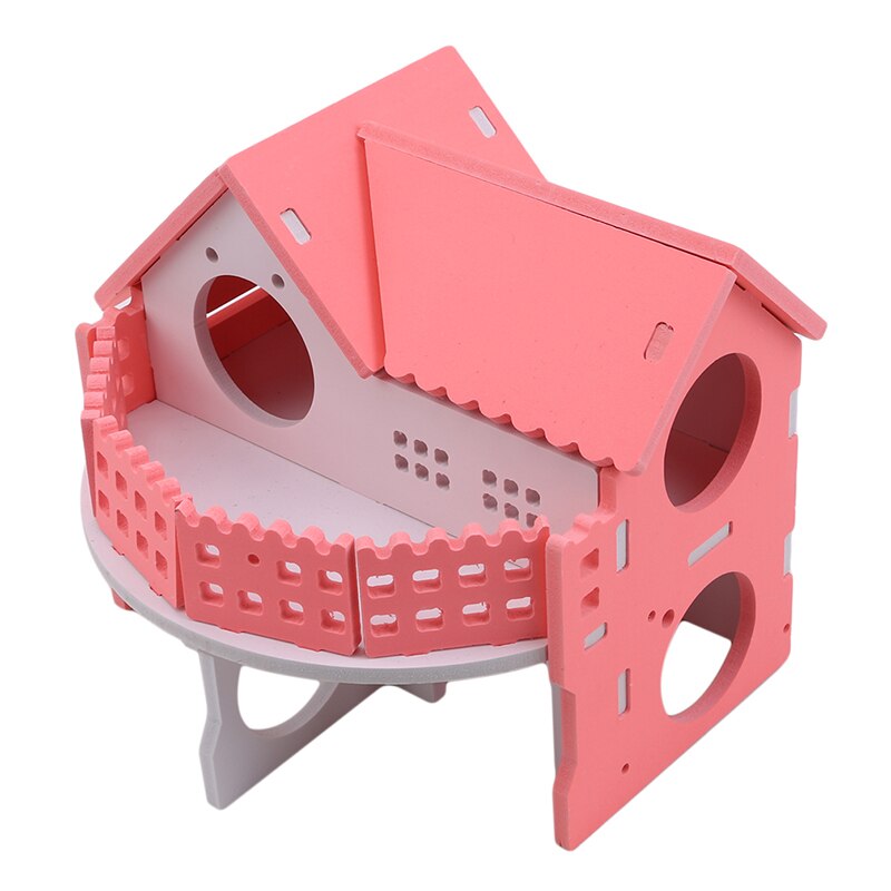 Cute Hamster jaulas Durable madera Hamster casa nido respetuoso con el medio ambiente colorido castillo pequeño Animal Casa de Campo para hámster