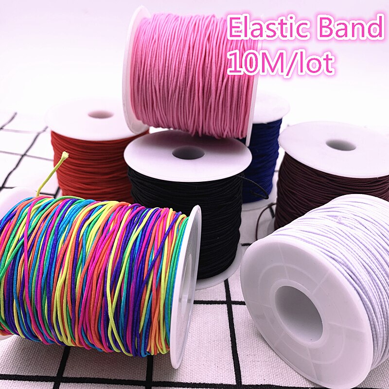 1,0mm 10 yardas/lote banda elástica redonda de alta elasticidad cordón elástico accesorios de costura Diy