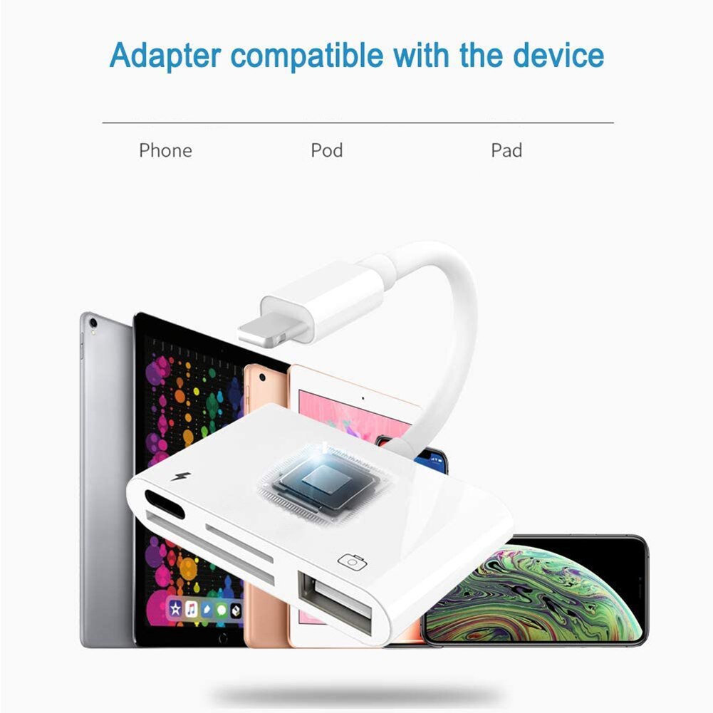 Usb Otg Adapter Voor Iphone Ipad U Disk Camera Converter Memory Kaartlezer Voor Iphone Lightning Naar Camera Adapter