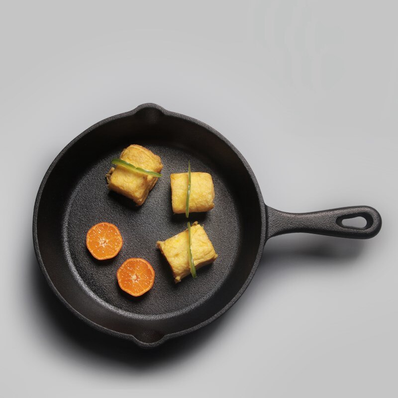 14/16/20cm støpejern stekepanne praktiske kokekar uten belegg wok kokekar panner generell bruk for gass og induksjon komfyr