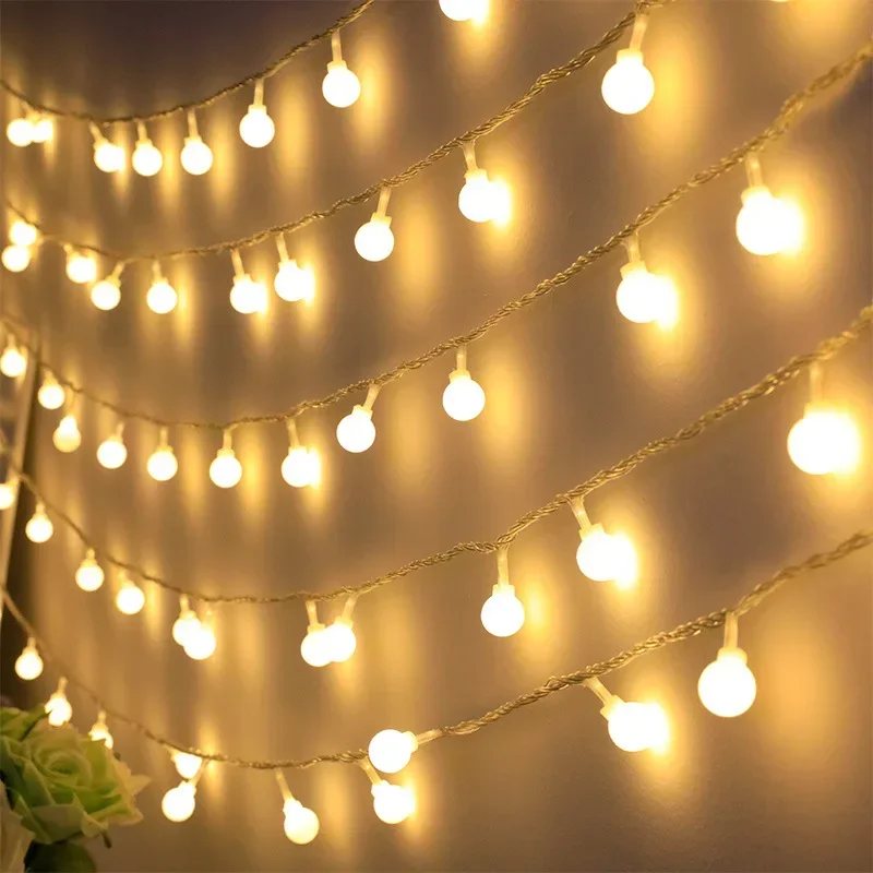 Guirnalda de luces LED con gotas de agua y batería, guirnalda impermeable para decoración exterior, luces Fariy, Navidad, boda, jardín, habitación
