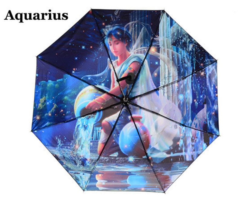 Draagbare Waterman Zon Regen Opvouwbare Cartoon Paraplu Vrouwen Drie Opvouwbare Uv Zonnescherm Parasols paraplu