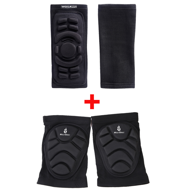 Protetor joelheira esportiva wosawe, cotoveleiras protetoras respiráveis de compressão apoio para o joelho proteção 1 par eva para futebol, motocicleta: elbow and knee pads / XL