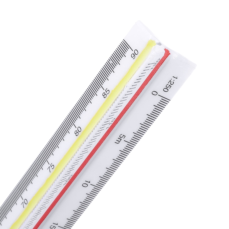 30cm Color Coded Side Triangular Scale 1:100/200/250/300/400/500 Triangular Metric Scale Ruler Engineer Tool 12.6'' Multicolor
