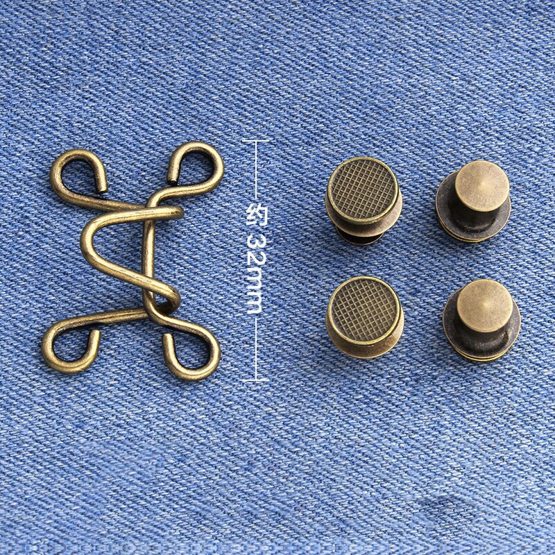 Bouton de Rivet amovible en métal, crochets à vêtement, jean, réglage de la taille, boucle Invisible, bricolage, 27mm 32mm: bronze 32mm