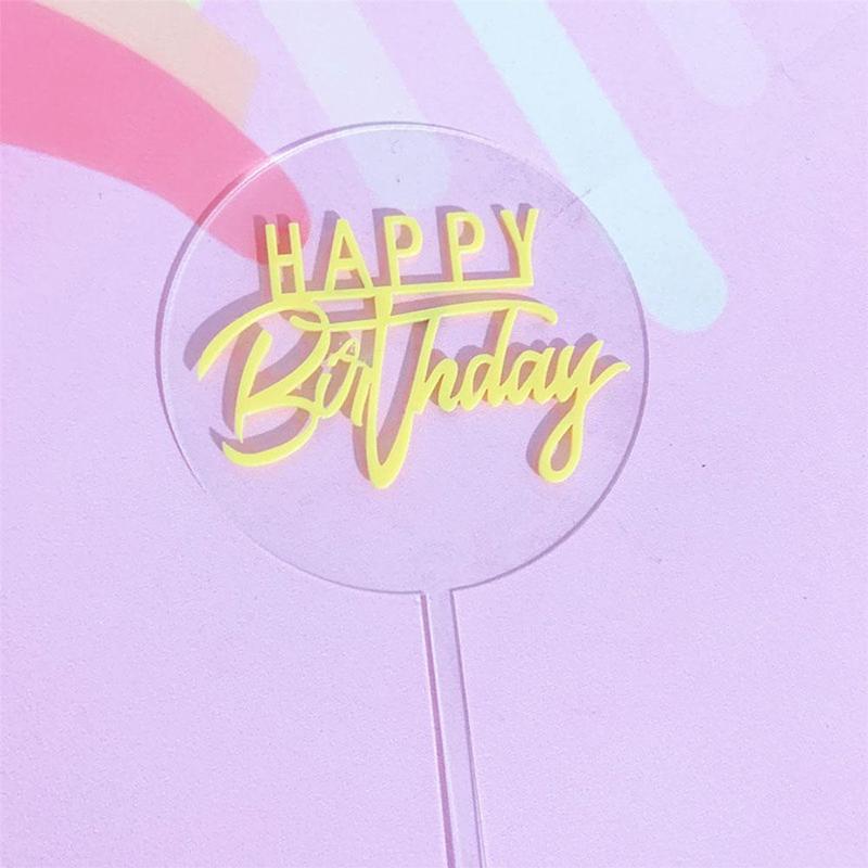 Double Layer Acrylic Cupcake Topper Happy Birthday Topper Shower For Birthday Party Baking Cake Cake Baby Supplies Decorati F1E5