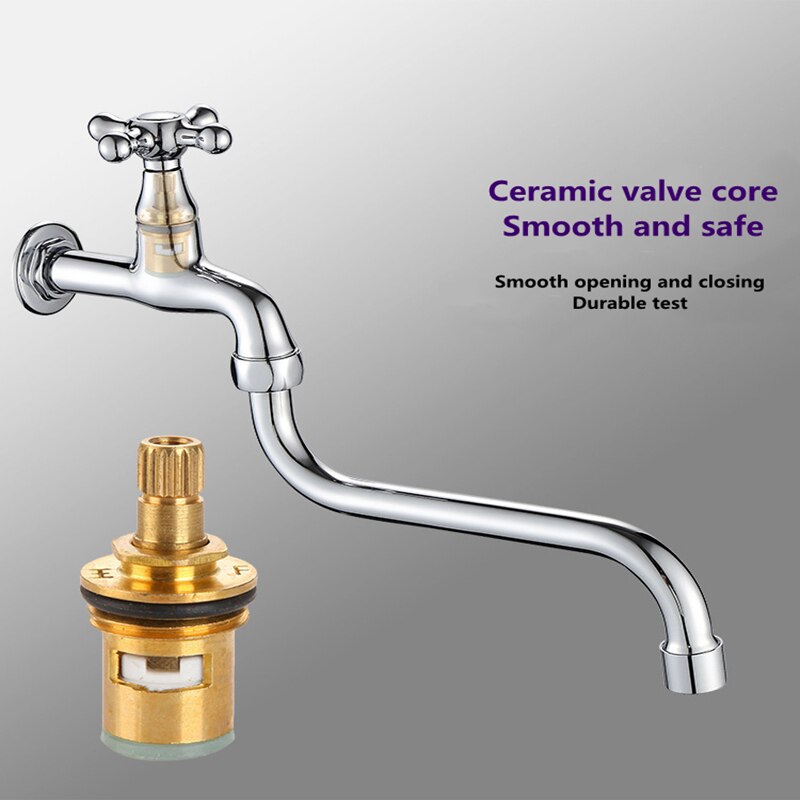 Brass Decorative Outdoor Garden Faucet Lengthen Wall Mounted Mop Pool Bibcock WC Single Cold Taps Garden Faucet