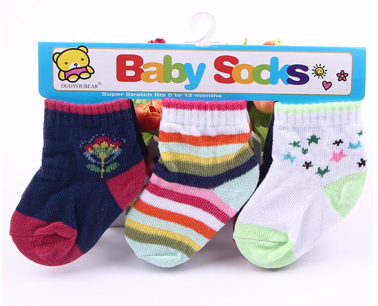 3 Pair/Lot Lovely Spring Autumn Baby Kids Socks Infant Girls Boys Soft Striped Floral Brand Children newborn: 3