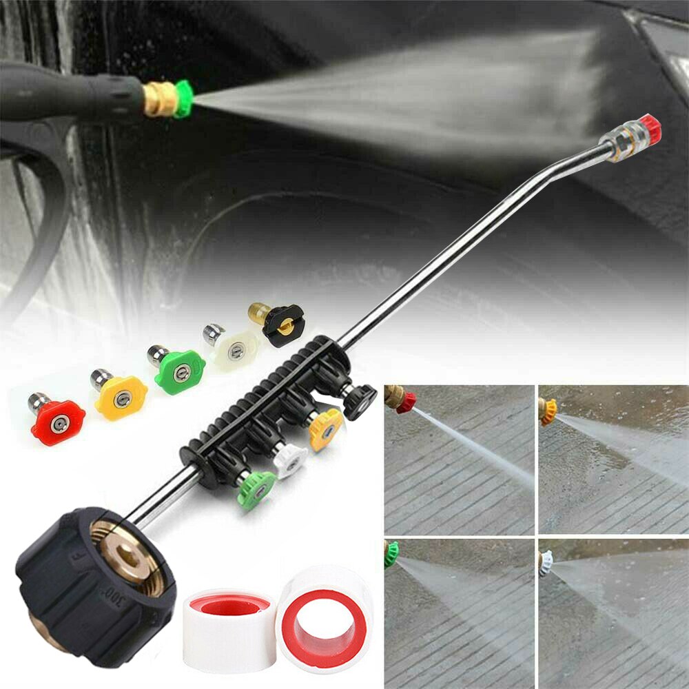 High Pressure Car Power Washer Spray Wand Lance 5 Nozzle Kit Washing Machines Metal Jet Lance Nozzles Adapter garden water wash