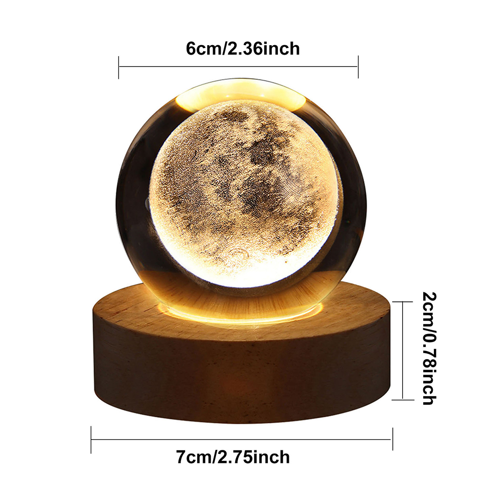 LED Kristall kugel Nachtlicht USB Aufladen 3D gravierte Mond Planet Galaxie Astronaut glühenden Kristall kugel Tisch lampe Geburtstags: Dunkelgrün
