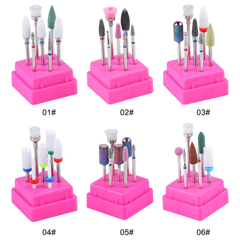Brocas de tungsteno para manicura, cabezales de carburo de tungsteno, juego de brocas, 7 Uds.