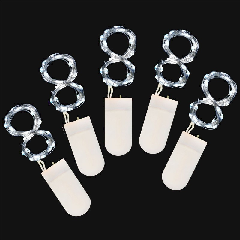 Guirnalda de luces LED de alambre de cobre para decoración de Navidad, guirnalda de luces de hadas para vacaciones, árbol, de boda, Navidad, , 10 Uds., 5 uds.: White / 5pcs 2m 20leds