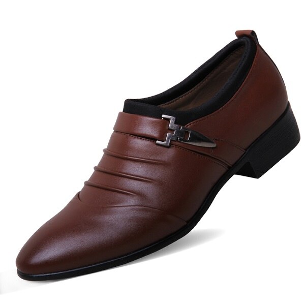 Mannen Formele Schoenen Bruidegom Jurk Schoenen Bruiloft Puntschoen Schoenen voor Man Business Schoenen Lederen Flats: brown / 8.5