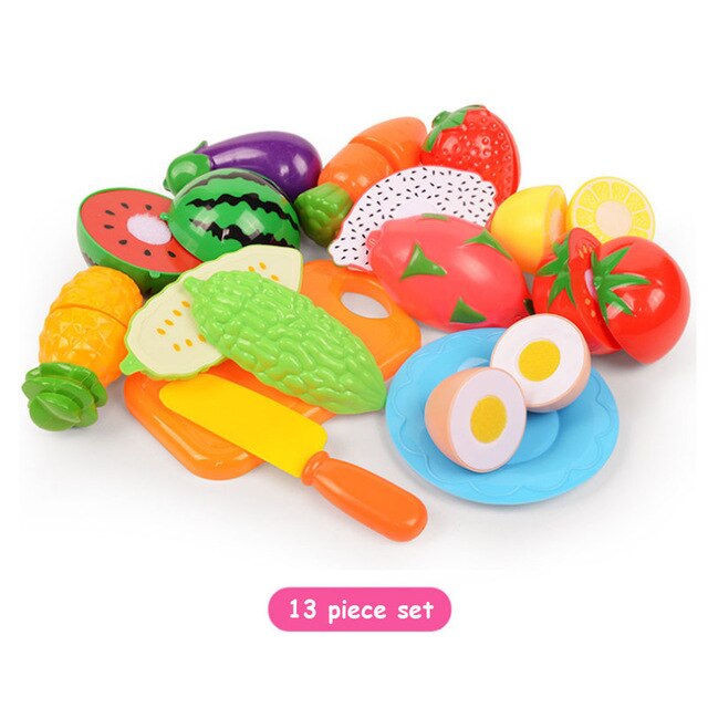 6/10/13/18pcs/20pcs/37pcs/set Housekeeping Toys education toys for baby color random surwish plastic fruit vegetables cut toys: 13pcs