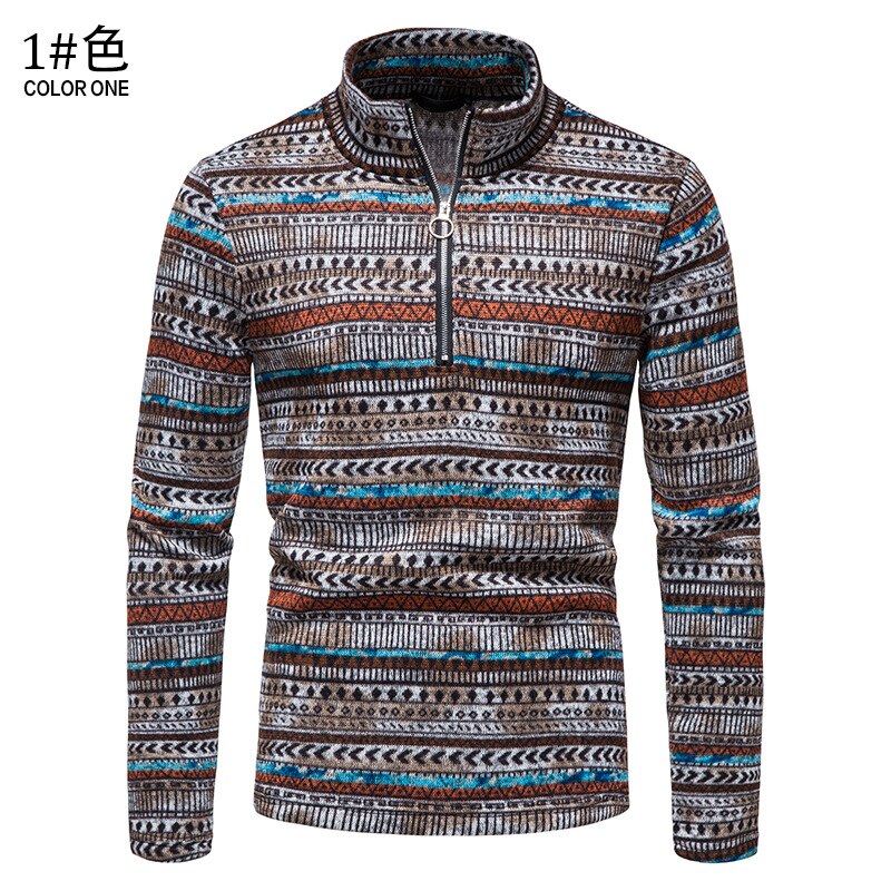 Suéter de punto para hombre, chaqueta de manga larga, cárdigan de lana con suéter, informal, cuello levantado, celebridad, Invierno: 1 / US XL