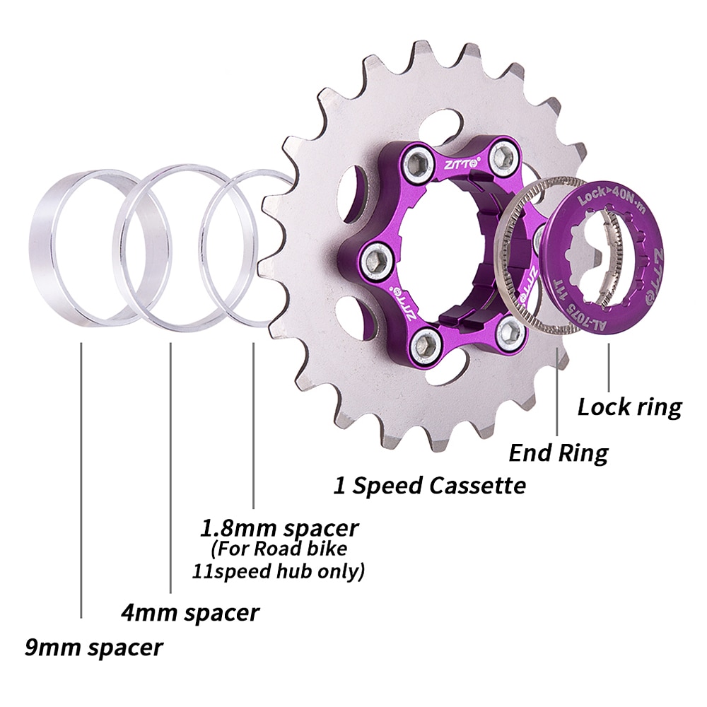 16T/17T/18T/20T MTB Single Speed Cassette Single Cog 1 Speed Gear Freewheel Cassette Bicycle Sprocket Gear