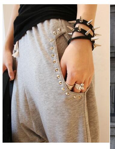 Laagste prijs kunstleren hoofdband spikes klinknagels party punk ketting