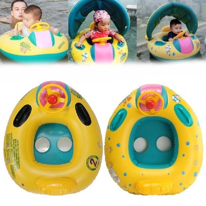 Verstelbare Safe Opblaasbare Baby Zwemmen Ring Zwembad Baby Zwembad Float Zonnescherm Seat Baby Baden Cirkel Opblaasbare Wiel