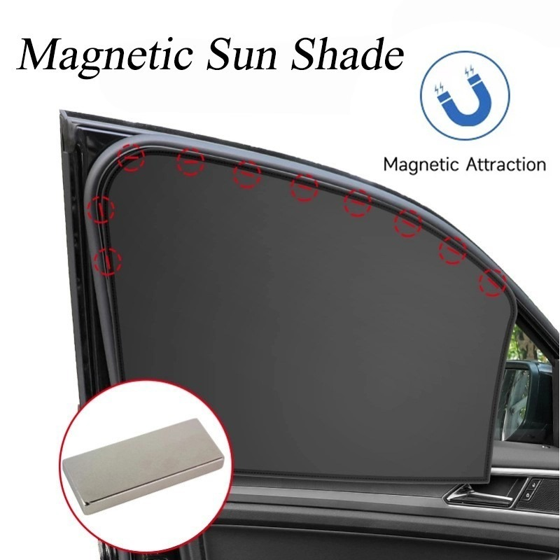 Magnetic Car Sun Shade UV Protection Covers Sunshade Side Window Curtain Mesh Sun Visor Full Blackout Summer Full Blackout Film