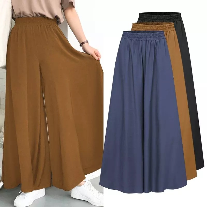 Pantalones de pierna ancha para mujer, pantalones de pierna recta, drapeado elástico, tiro medio, Retro, minimalista, seda de hielo, talla grande, primavera y verano