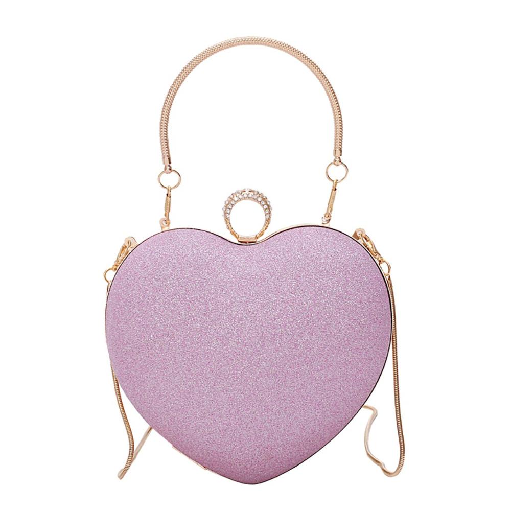 Dames dames meisjes hart bling schouderketting hart portemonnee dames crossbody mini kleine handtas tassen roze: Roze