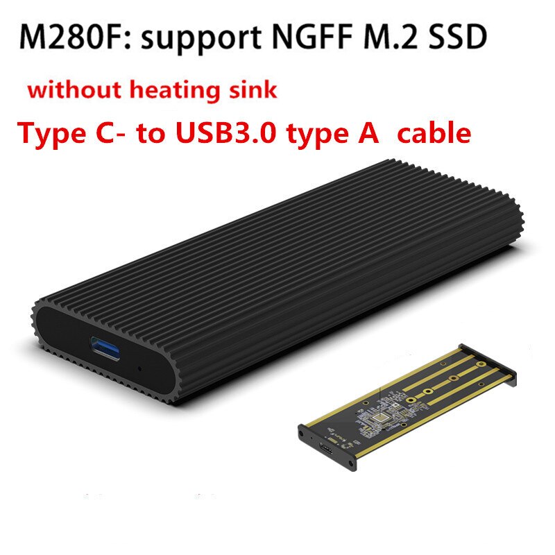 M.2 SATA NGFF m.2 ssd caso portatile SSD Hard Disk Enclosure Tipo c USB 3.0 2242/2260/2280 SSD Enclosure alluminio SSD Caddy: M280F-C-A