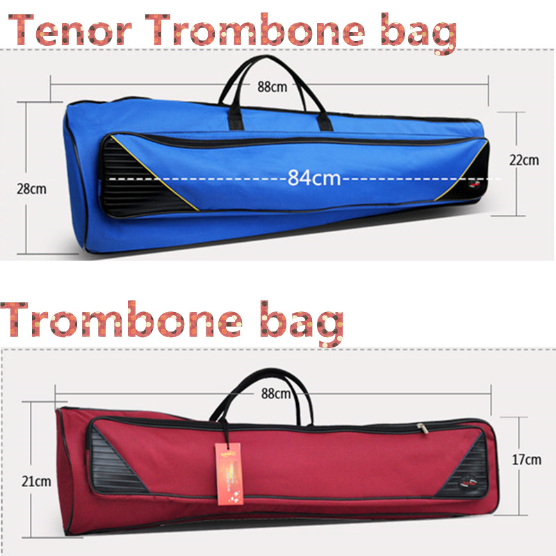 Trombone tas tenor trombone case gig case dikke muziekinstrumenten rugzak Verstelbare Schouderbanden Pocket 10mm gewatteerde