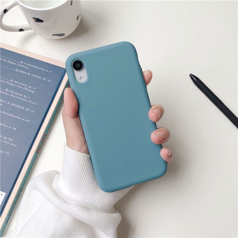 Meer Blauw Matte Soft Tpu Shockproof Case Voor Iphone 6 7 8X11 Xs Xr Max Pro Plus Frosting cover Coque: For iphone XR