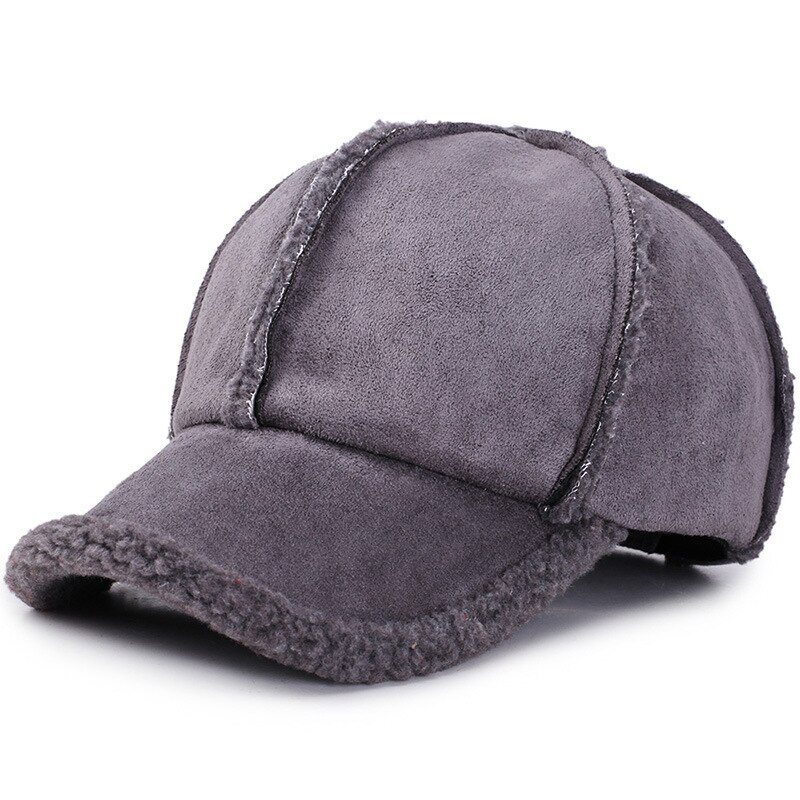 Vinter baseballcap til kvinner menn fuskepels fløyel varm pluss justerbar casualunibeauty: Grå