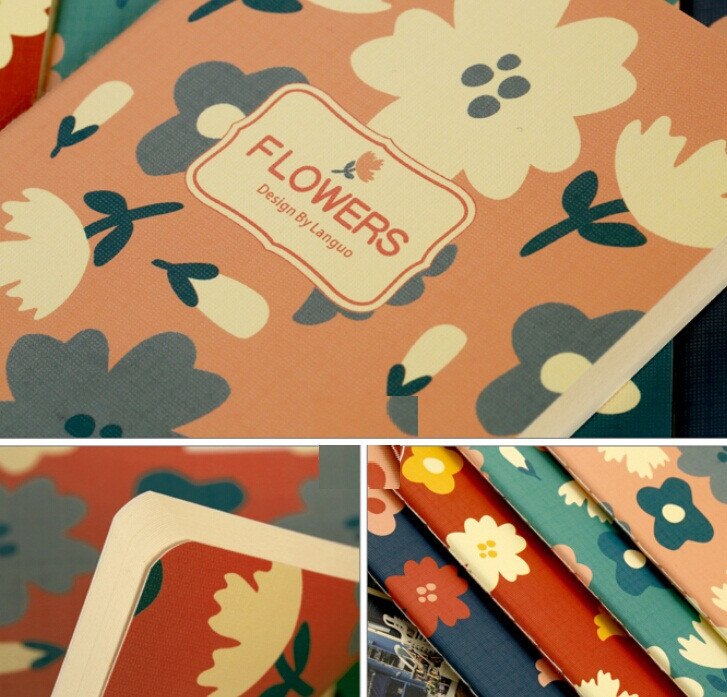 Bloc de notas de bolsillo para diario Vintage, bonito cuaderno en blanco de la serie Flor Retro, para estudiantes, 1 ud./lote