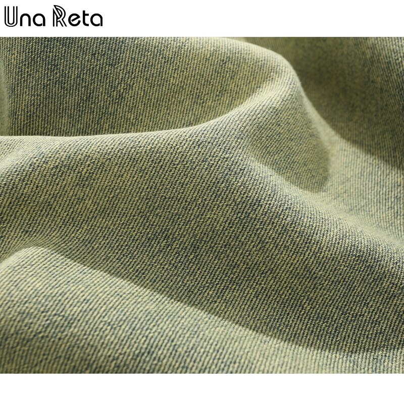 Una Reta Groen Heren Broek Hip Hop Straight Gewassen Denim Broek Losse Streetwear Solid Jeans Voor Mannen