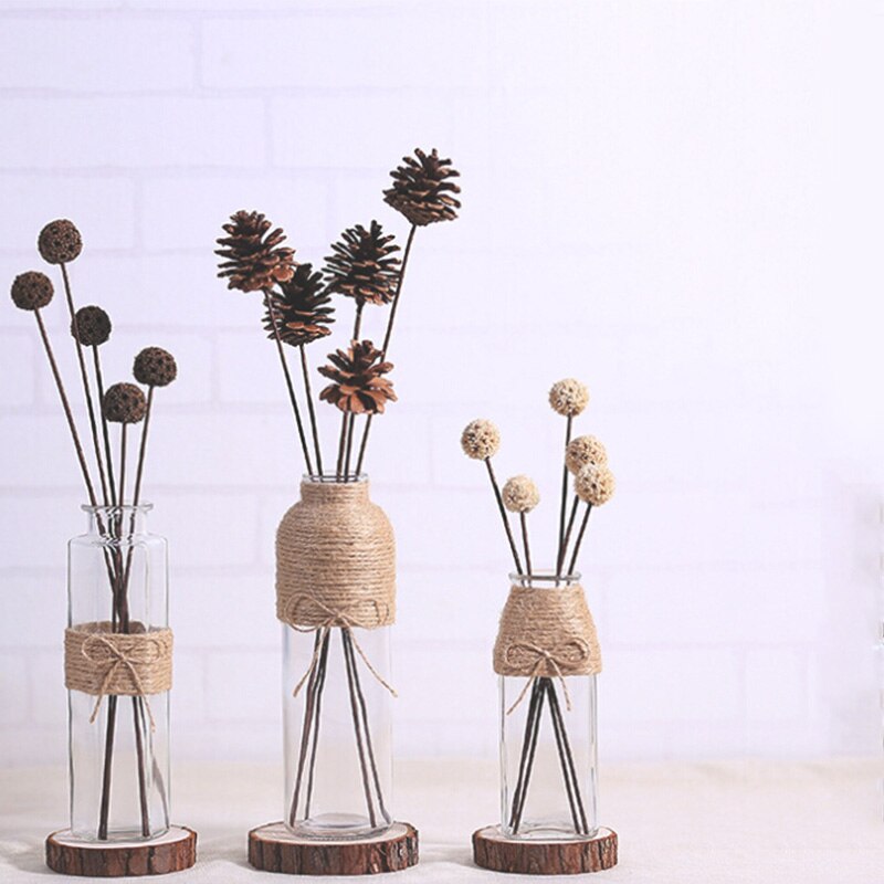 Dry Flower Vase Transparent Glass Vases Flower Rope Supplies Ornaments Vase Decoration Hydroponics Plants Vases