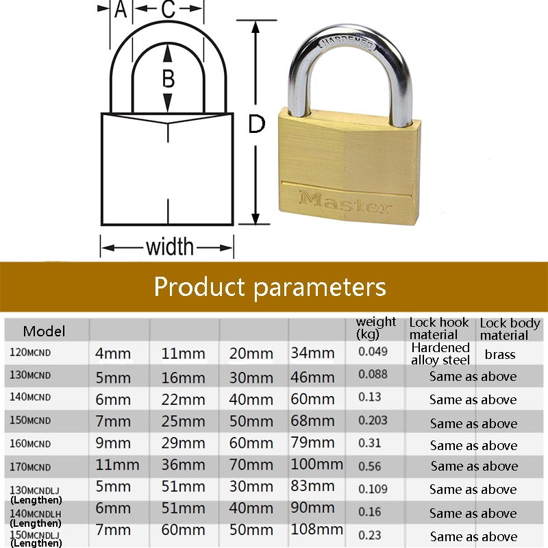 Master Lock Massief Messing Hangslot Outdoor Indoor Waterdichte Keyed Lock voor Rugzakken, Aktetassen, Tackle dozen, kluisjes sloten