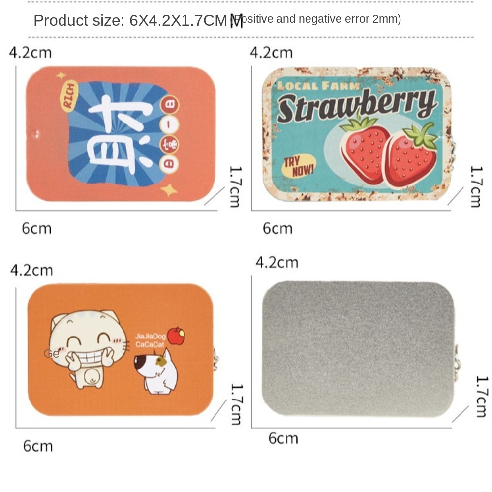 Met sleutelhanger Push-Pull blikken doos met schuifdeksels DIY opbergdoos Multifunctionele meerdere stijlen Metalen doos Schoolbenodigdheden