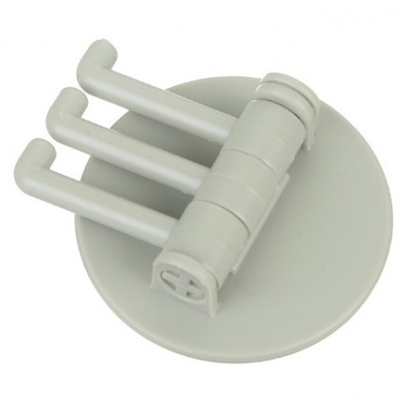 Plastic Sticky Household Non-Marking Paste 3-Branch Rotating Hook Holder: green