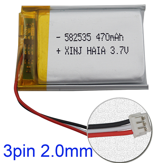 XINJ 3.7V 470 mAh Polymer Li Lithium Battery 582535 3pin JST-PH 1.0/1.25/1.5/2.0/2.54mm Plug For GPS Navigation Music Player: 3pin 2.0mm plug