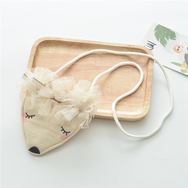 Children Girl Kids Coin Purse Bag Hobos Mini Small Cute Cotton Fabric Cartoon Fox Animal Solid Korean Accessories: 4