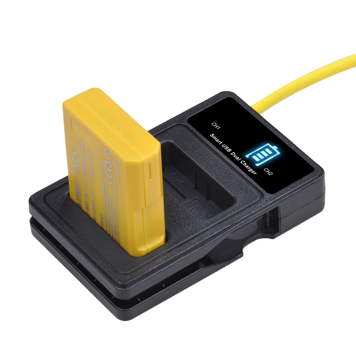 Gult batteri en -el14 en-el14a til nikon en  el14 el14a,  dslr  d5300 d5600 d3300 d5200 d3200 d5100 d5500 coolpix  p7000 p7100